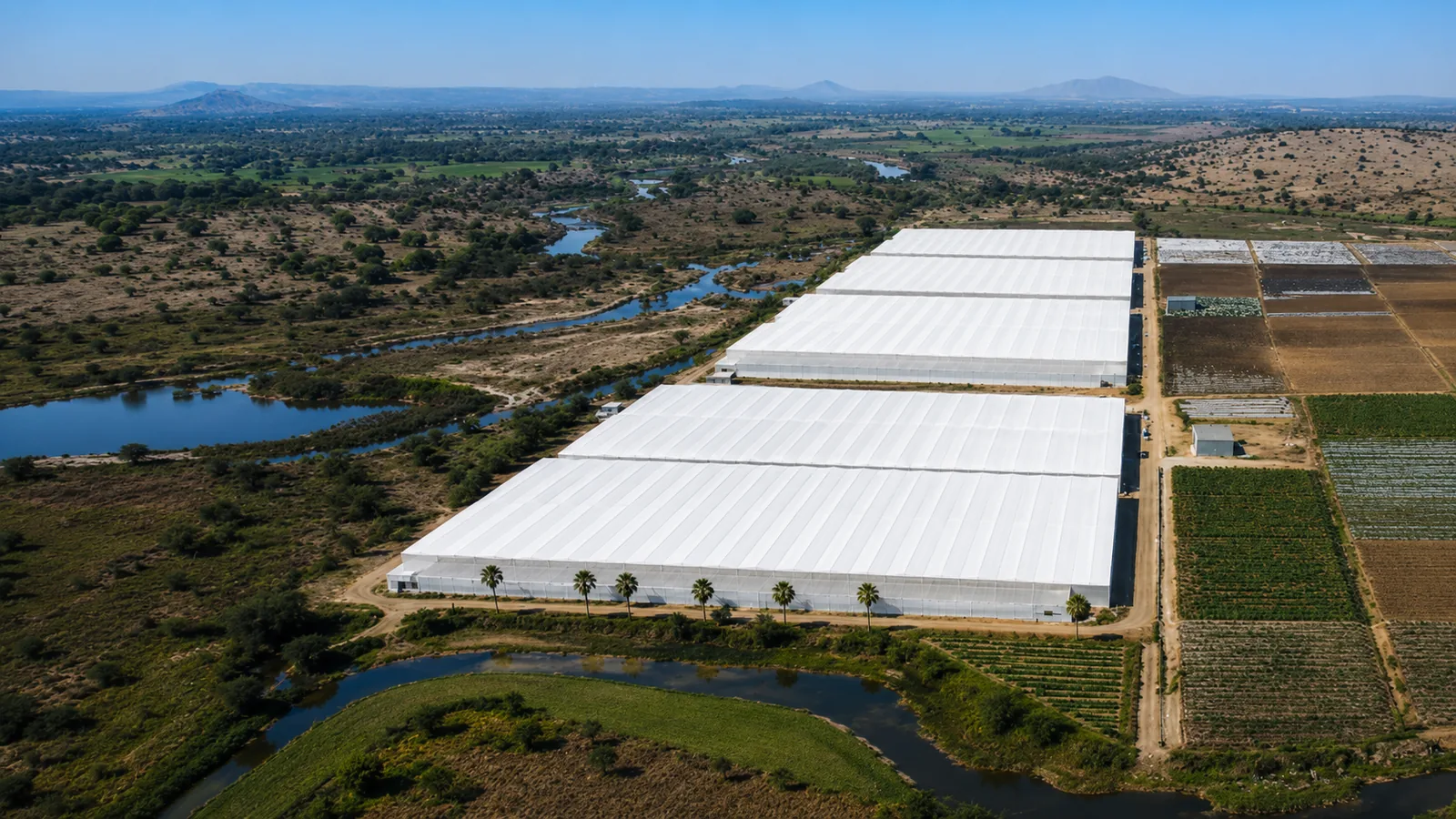 Large net house, aerial view